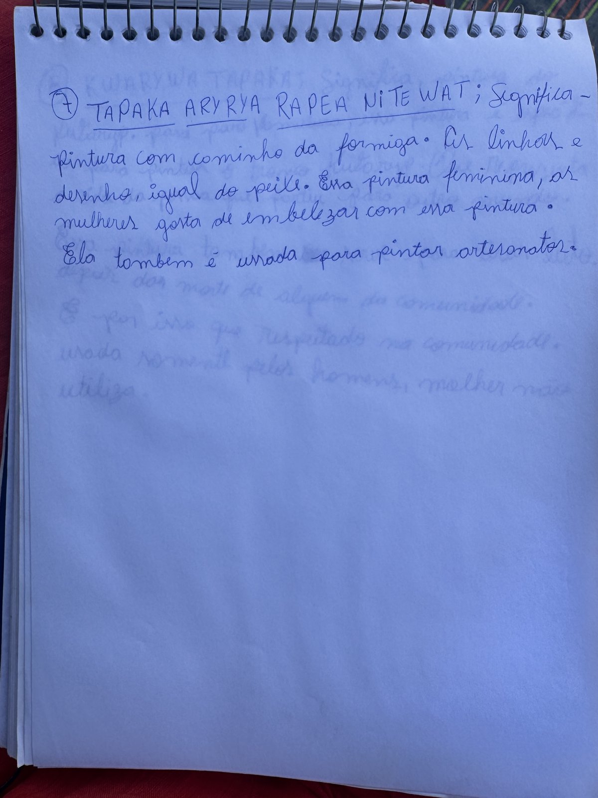 Ficha manuscrita 8 — KWARYWA TAPAKA