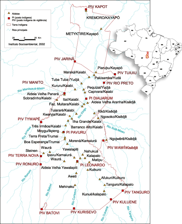 Mapa do Parque Indígena do Xingu